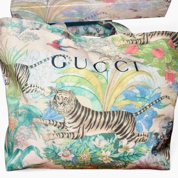 Gucci Garden Canvas Eco Tote Bag Tiger & Floral Print - Picture 8 of 10